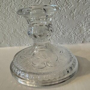 Tiara Indiana Sandwich Glass Candlestick 4" Tall X 4" Base X 2" Top‎
